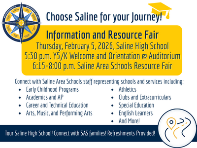 infographic including SAS Compass logo, graduation cap, and journey graphic