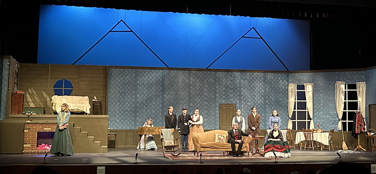 Students on stage for Little Women