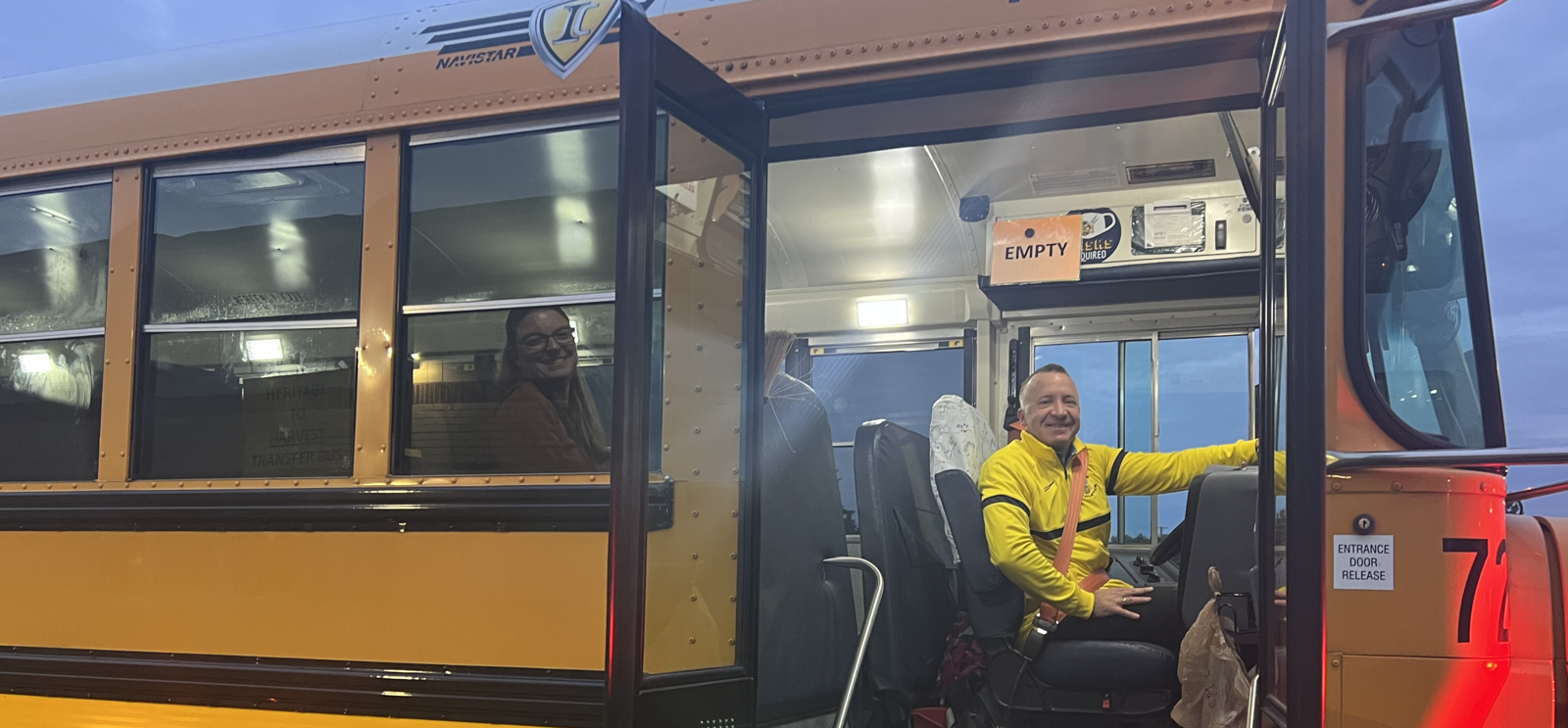 Superintendent Driving a School Bus