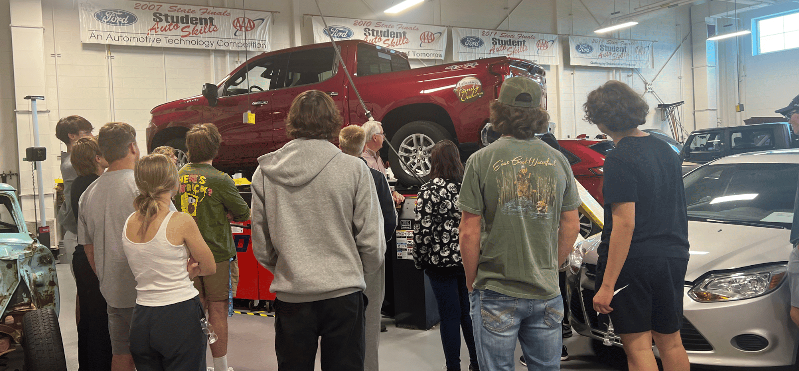 Automotive Class Teacher and Students