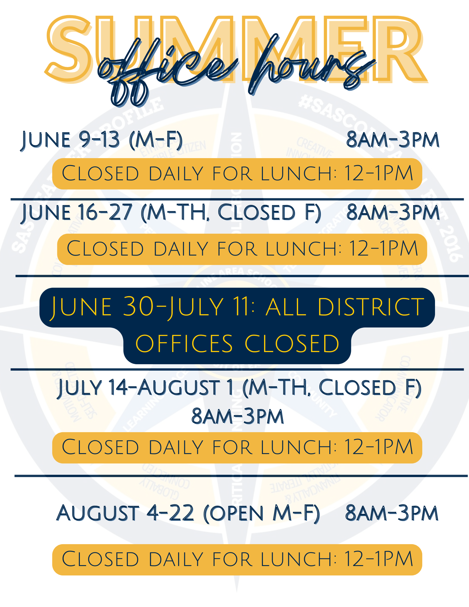 2025 Summer Office Hours